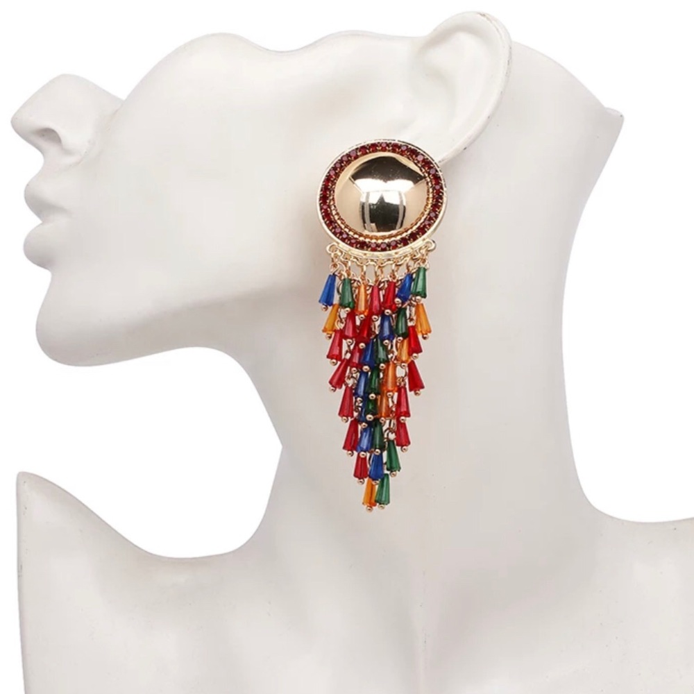 Multicolor fun drop earrings - Picture 2 of 3